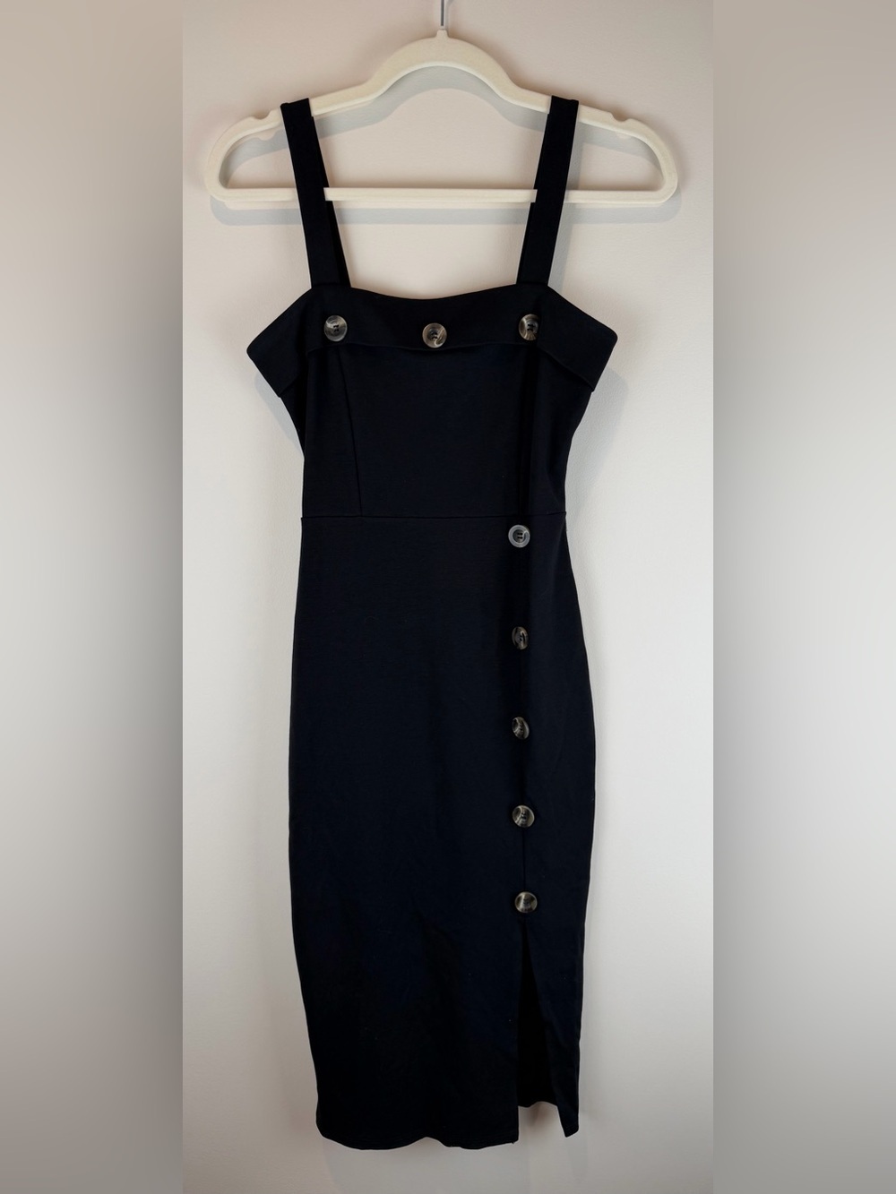 Stella Luce Black Button-Accent Midi Dress